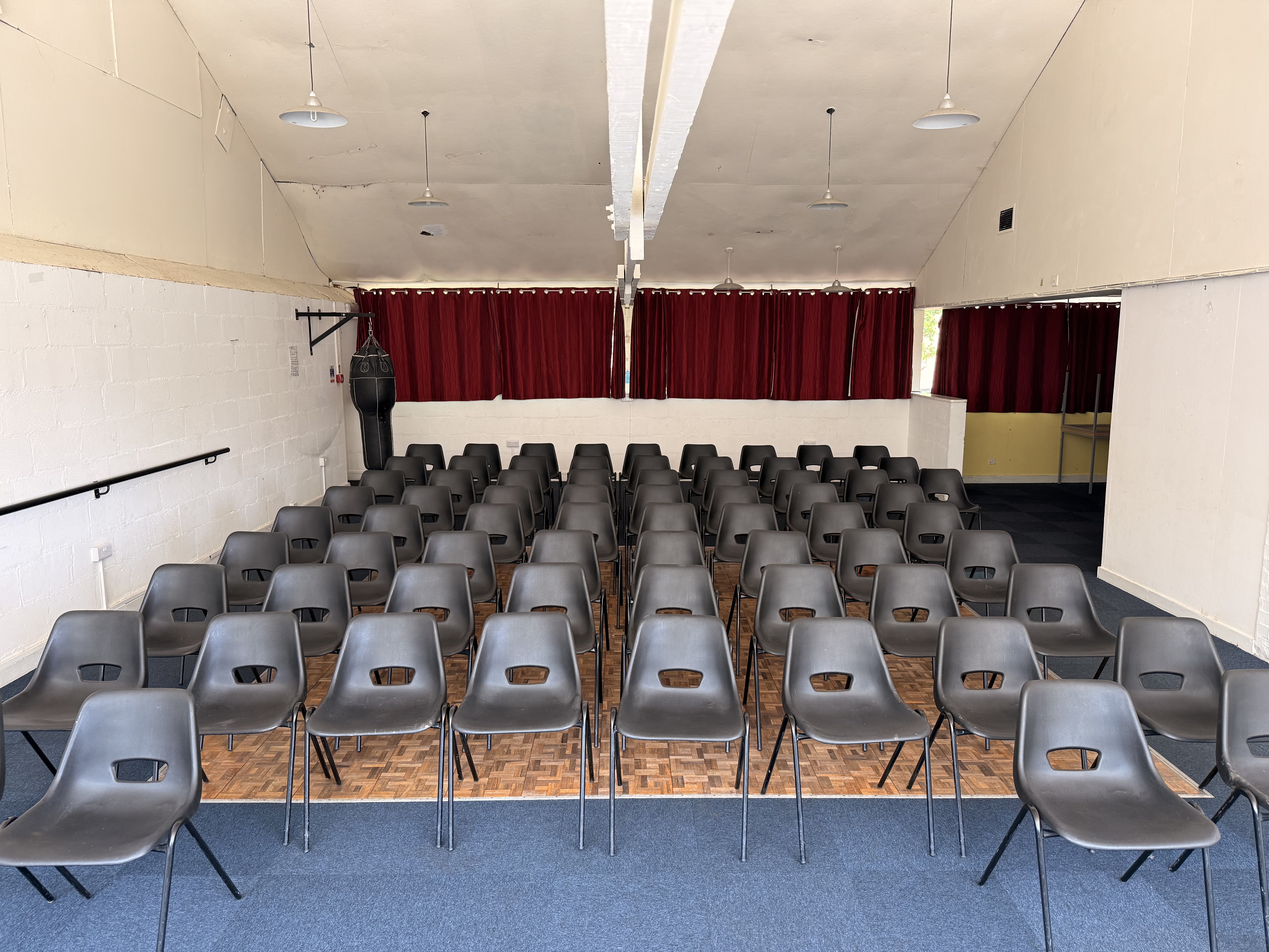The studio set up theatre-style with 70 chairs