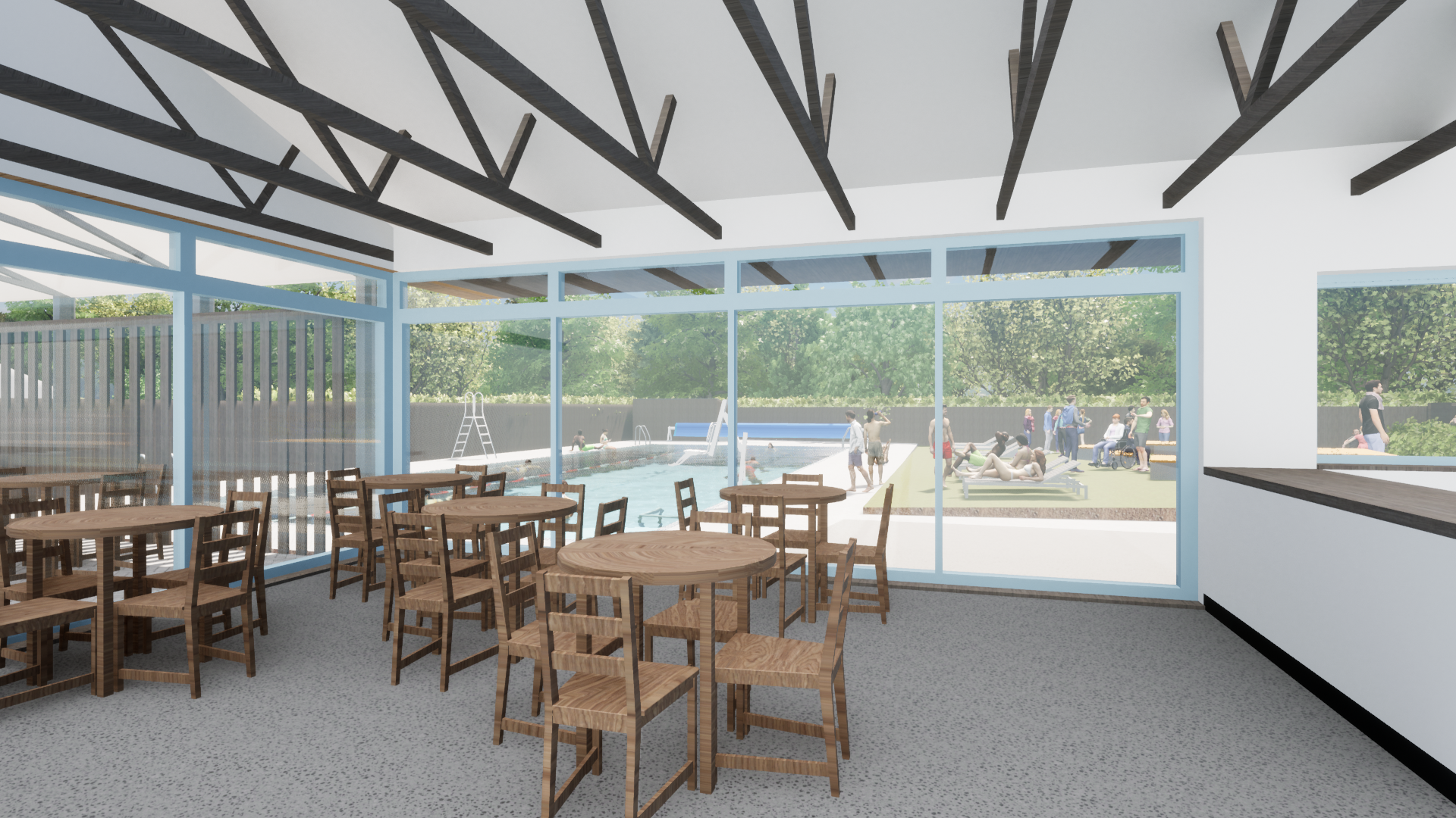 New pool render, aerial view